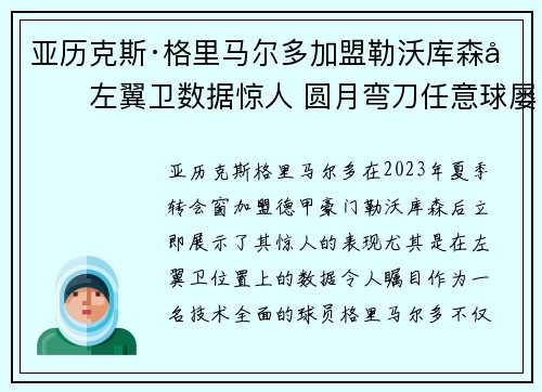 亚历克斯·格里马尔多加盟勒沃库森后左翼卫数据惊人 圆月弯刀任意球屡次救主 亚历克斯·格里马尔多加盟勒沃库森后左翼卫数据惊人 圆月弯刀任意球屡次救主